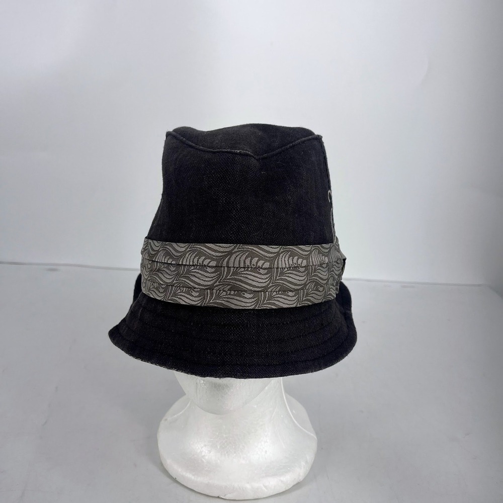 Goorin Bros Men's Linen Bucket Hat Leaf Pattern Pleated Floral Embroidery Size L